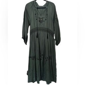 The GREAT. Ornament Embroidered Midi Dress